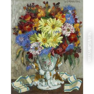 Blumenbouquet In Porzellanvase Blumenbouquet In Porzellanvase