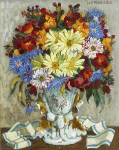 Blumenbouquet In Porzellanvase Blumenbouquet In Porzellanvase