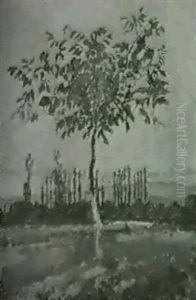 Herbstlich Gefarbter Baum In Weiter Ebene by Henry-Claudius Forestier
