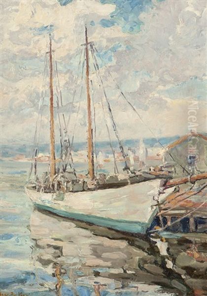 Sailboat In A Harbor - view 1