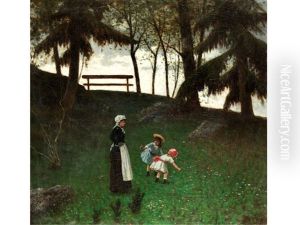 Die Kinder Des Giulio Ricordi Im Garten Der Villa D"este In Cernubbio