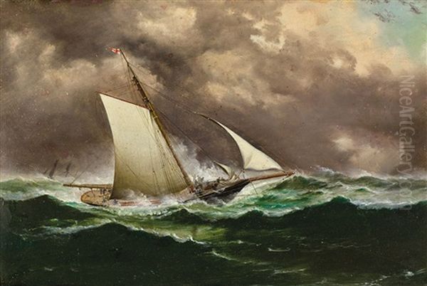 Sailing Boat In Rough Seas - view 1