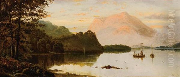 A Wooded Lake Landscape (also Known As Lake Scene With Fishing Boats) - view 1