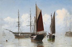 Harbour Scene With Fishing Craft Waiting For Breeze by Haughton Forrest
