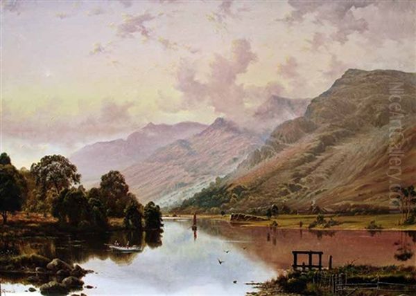 Lake Scene With Boat - view 1