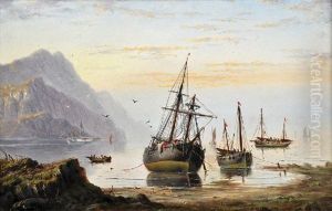 Vessels At Low Tide by Haughton Forrest