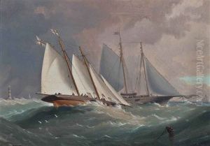 The Royal Yacht Squadron's Cutters Alarm And Esmeralda Off The Eddystone Lighthouse by James Haughton Forrest