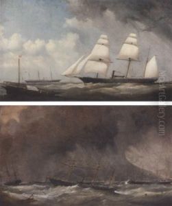 H.m.s. "nassau" Passing The P.& O. Steamer "deccan", (off Suez?)