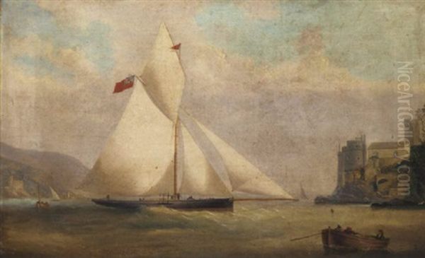 A Racing Cutter Tacking Across The Mouth Of The Dart - view 1
