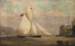 A Racing Cutter Tacking Across The Mouth Of The Dart A Racing Cutter Tacking Across The Mouth Of The Dart