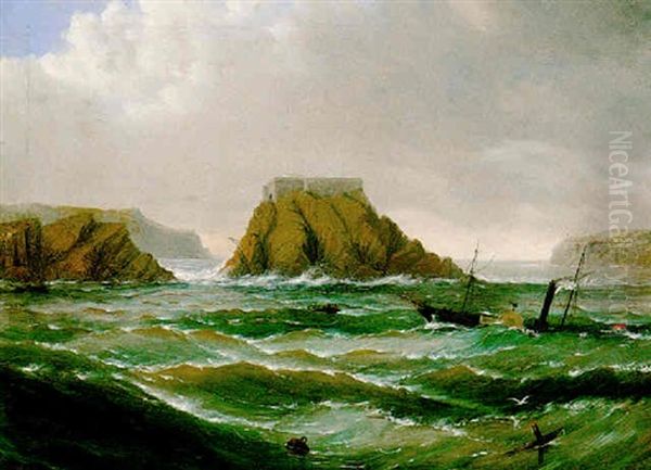 A Paddle Steamer In Heavy Seas - view 1