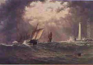 Pilot Boat Off Eddystone Lighthouse by James Haughton Forrest