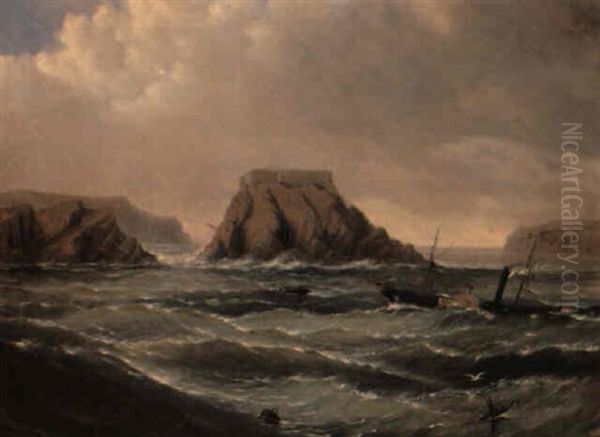 Paddle Steamer Off A Rocky Coastline - view 1