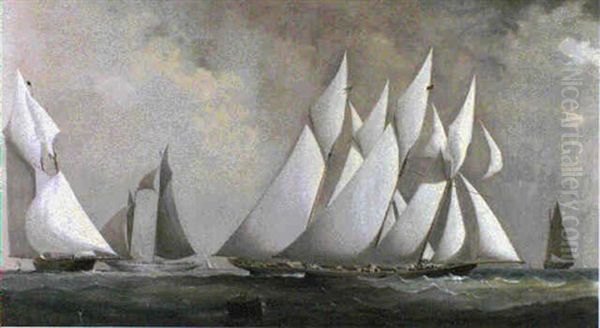 Duel In The Solent: A Racing Schooner, Thought To Be British, Neck And Neck With Challenger - view 1
