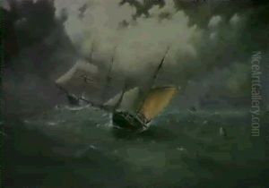 Ships On A Stormy Sea by James Haughton Forrest