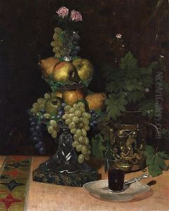 Still-life With Pears And Punch Of Grapes by Juho Forssell