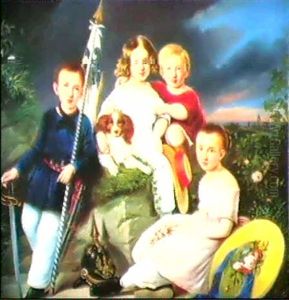 Familien Von W.'s Born, Gebhard, Margarethe, Adolphine Samt Deres Storebror by Gustav Forster