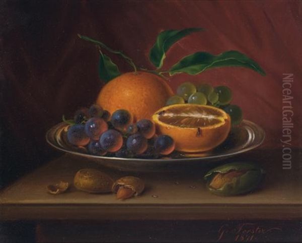 Still Life With Fruit, Nuts And Fruit Flies, 1871 by George Forster