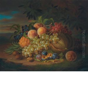 Still Life With Fruit And Walnuts In A Landscape