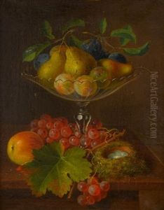 Still Life With Fruit In A Glass Compote With Bird's Nest And Eggs by George Forster