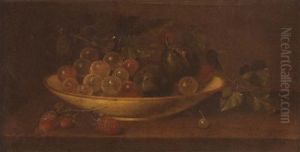 A Still Life With Grapes, Plums, And Strawberries In A Bowl by George Forster
