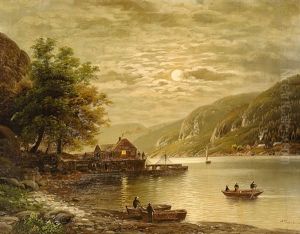 Gebirgssee Im Mondschein