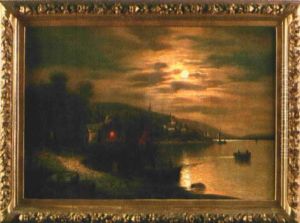 Fischerboote Am Ufer Im Mondlicht by Arnold Forstmann