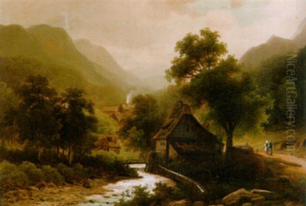 Wassermuhle In Bewaldeter Berglandschaft - view 1