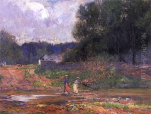 Elegant Ladies Crossing A River