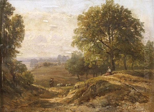 Paysage Du Midi Avec Berger Et Troupeau - view 1