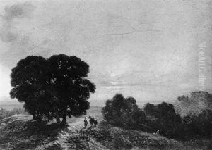 Paysage Au Soleil Couchant by Jean Antoine Simeon Fort
