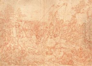 La Crucifixion, D'apres Le Brun by Benoit I Audran