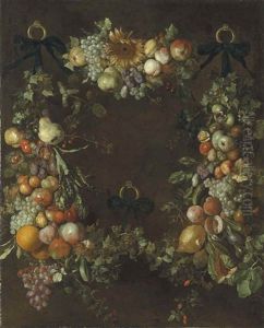 A Garland Of Fruits And Flowers by Luca Forte