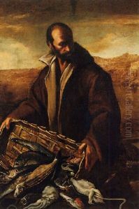 A Still Life With A Fisherman, Pouring His Catch From A Basket