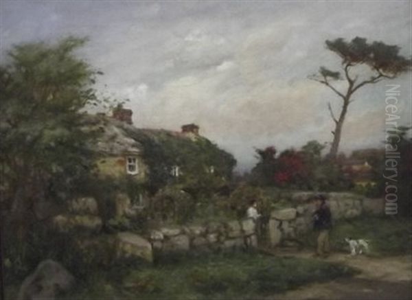 Stopping For A Chat At The Cottage Gate - view 1