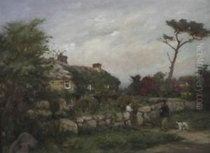 Stopping For A Chat At The Cottage Gate by William Banks Fortescue
