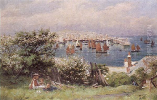 Children Picnicking Above St. Ives - view 1