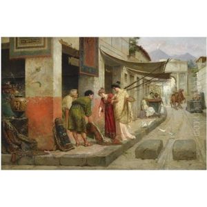 Carpet Merchant In Pompeii by Ettore Forti