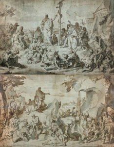 Moise Et Le Serpent D'airain Et Moise Frappant Le Rocher by Gerard Audran