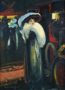 Parisienne A La Sortie Du Moulin Rouge by Louis Fortuney