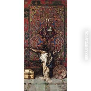 Arabe Delante De Un Tapiz (arab Before A Tapestry) by Mariano Jose Maria Bernardo Fortuny y Carbo