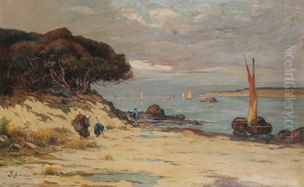 Zuid-frans Kustgezicht Met Vissers Aan Het Werk Op Het Strand - view 1