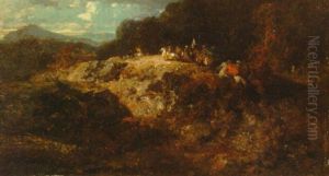 Arab Horsemen In A Mountainous Landscape