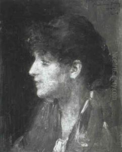 Jeune Femme De Profil Au Corsage Bleu by Mariano Jose Maria Bernardo Fortuny y Carbo