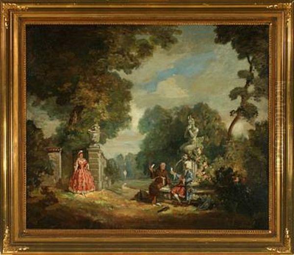 Scenery From A Park With Woman Looking At A Monk And Gentleman - view 1