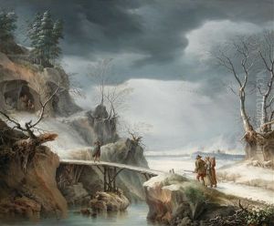 A Summer And A Winter Landscape With Fishermen And Travellers by Francesco Foschi