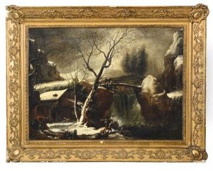 Paesaggio Invernale Con Figure Nel Passo Del Furlo by Francesco Foschi