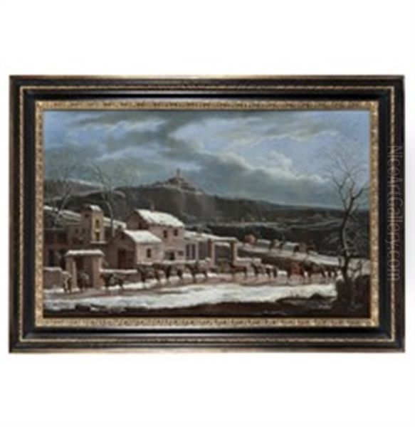 Carovana Di Mercanti In Un Paesaggio Innevato - view 1