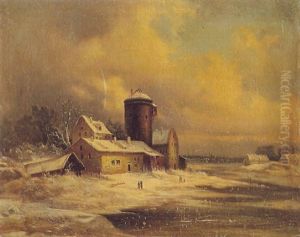 Paesaggio Innevato Con Edifici by Francesco Foschi