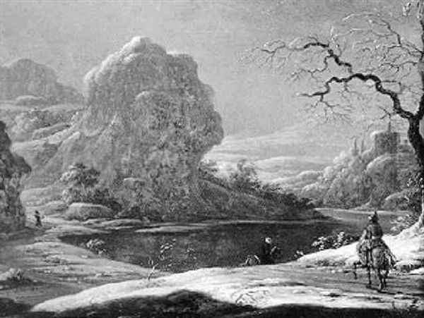 Schneebedeckte Fluslandschaft Im Abendlicht - view 1